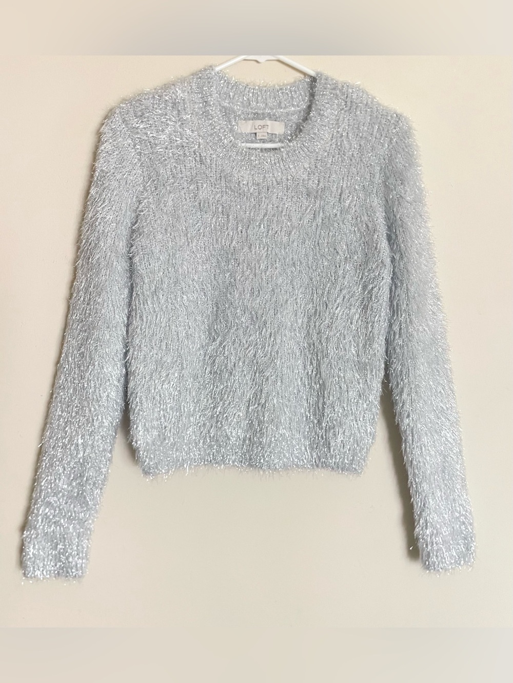 Loft Silver Metallic Fuzzy Sweater